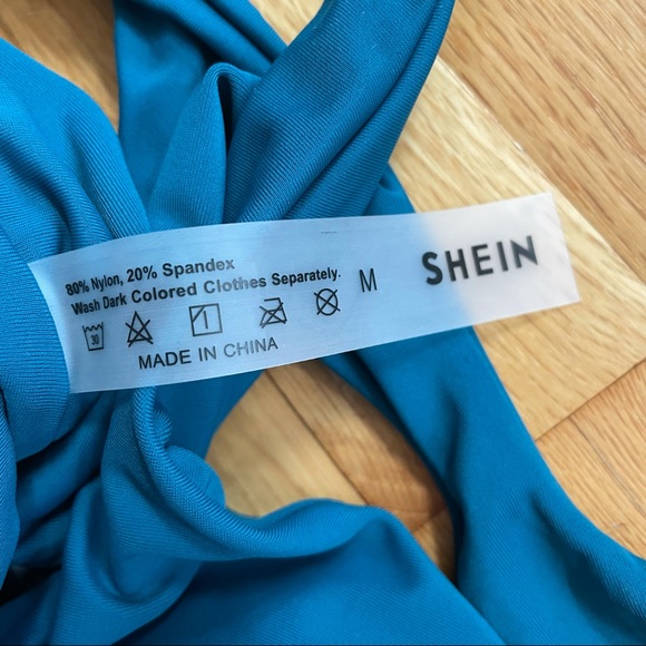 SHEIN Turquoise Front Knot One Piece Swimsuit - Picture 2 of 4